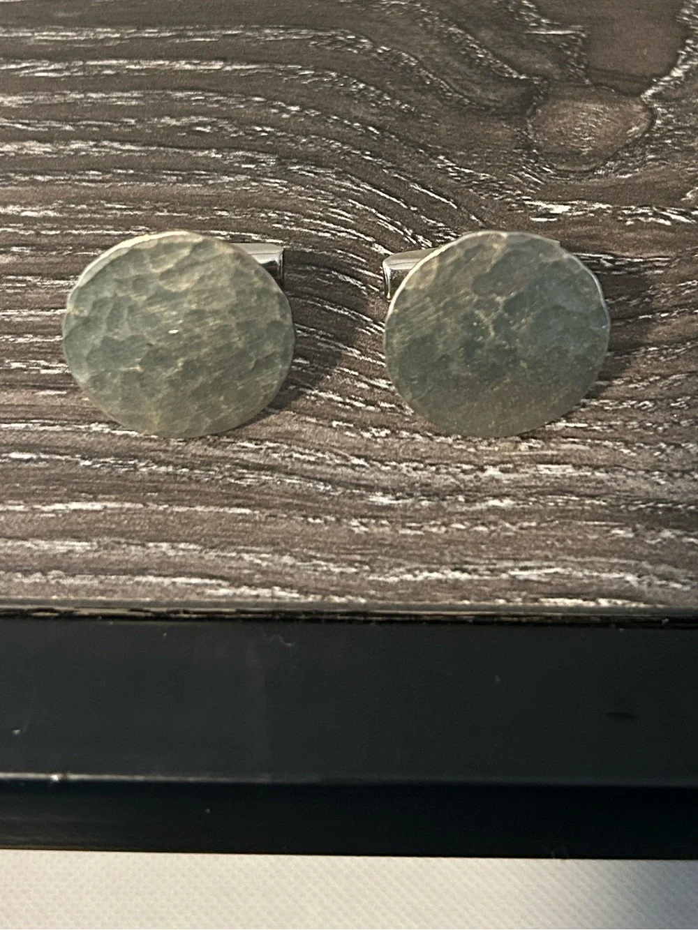 Silver hammered disc cufflinks